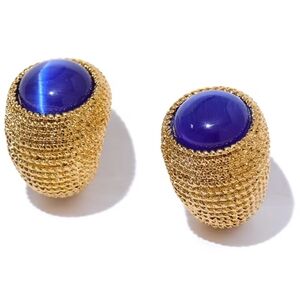 Gold and Blue Stud Earrings